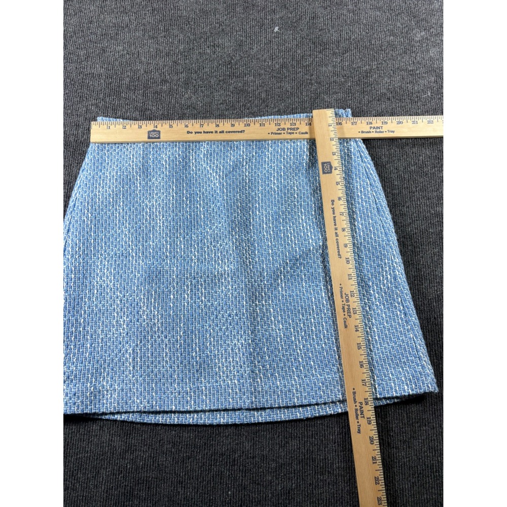 LOFT Blue White Tweed Mini Skirt NWT Size 10 A-Line‎ Textured Side Zip 36059331 - Picture 7 of 9
